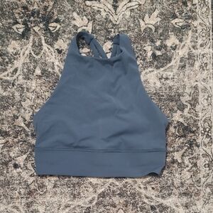 Blue High Neck Sports Bra
